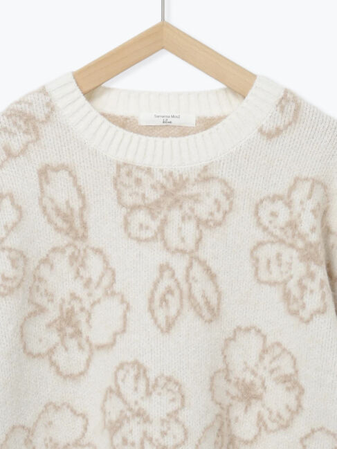 Samansa Mos2 blue「花柄シャギーニットプルオーバー」|ニット・セーター|