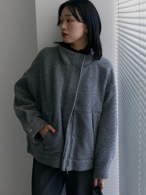 Samansa Mos2 blue「スライバーBIGブルゾン」|その他|グレー