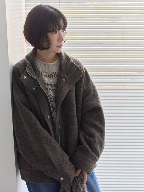 Samansa Mos2 blue「スライバーBIGブルゾン」|その他|