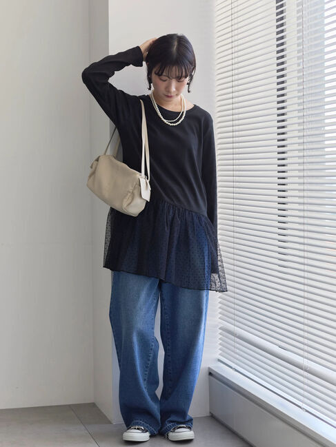 Samansa Mos2 blue「ペプラムプルオーバー」|Tシャツ・カットソー|