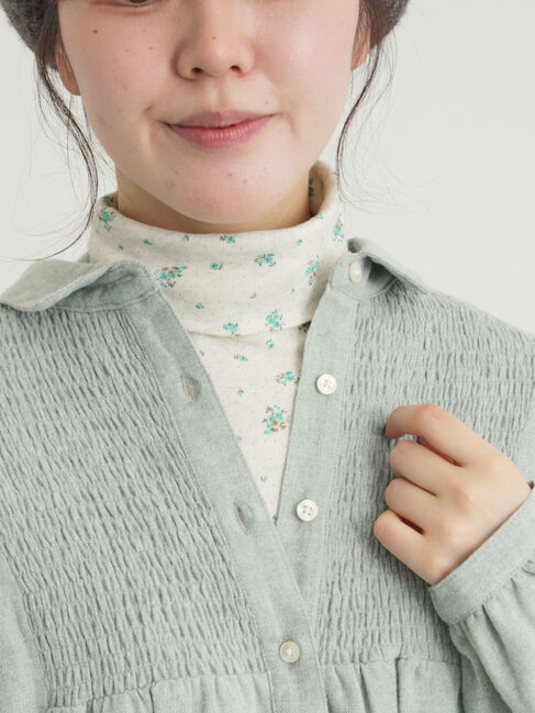 Samansa Mos2「【吸湿発熱】ベア天花柄タートルネックインナー」|Tシャツ・カットソー|ミント