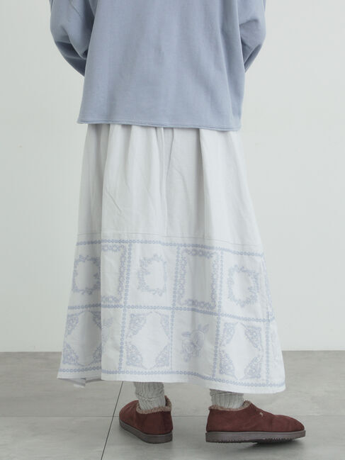 Samansa Mos2「裾モチーフ刺繍ギャザースカート」|スカート|