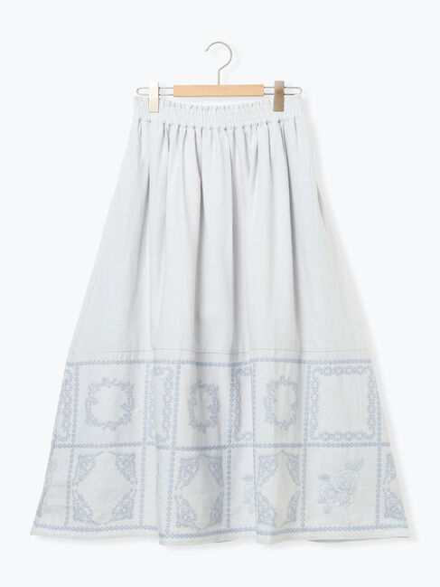 Samansa Mos2「裾モチーフ刺繍ギャザースカート」|スカート|