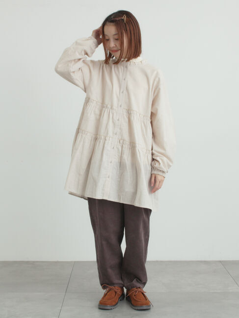 Samansa Mos2「柄アソートティアードフリルチュニック」|シャツ・ブラウス|