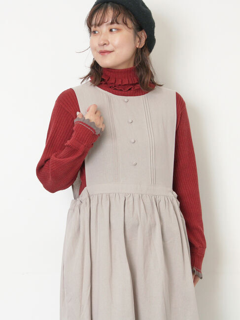 Samansa Mos2「袖口配色スカラップタートルニット」|ニット・セーター|