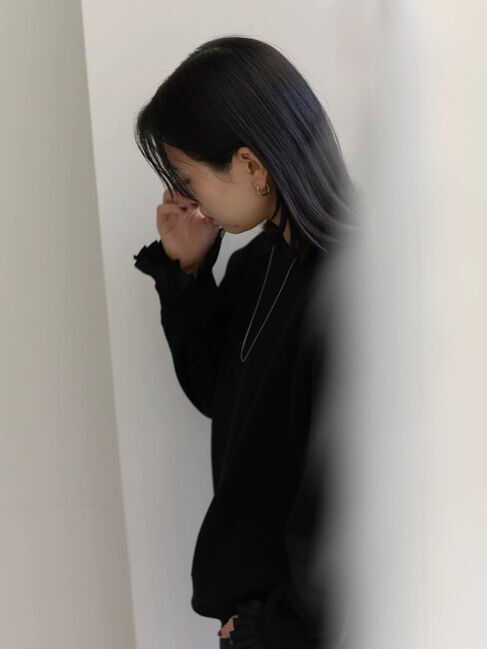 Samansa Mos2 blue「袖プリーツ裏起毛スウェット」|Tシャツ・カットソー|