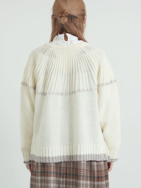 Samansa Mos2「ラウンド切替ステッチ前後2WAYニット」|カーディガン|