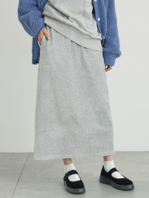 Samansa Mos2「カットコーデュロイナロースカート」|スカート|グレー