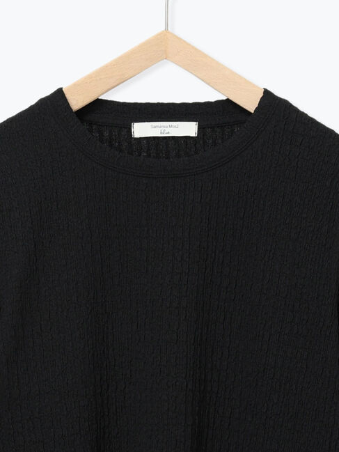 Samansa Mos2 blue「ふくれジャカードクルーネックプルオーバー」|Tシャツ・カットソー|