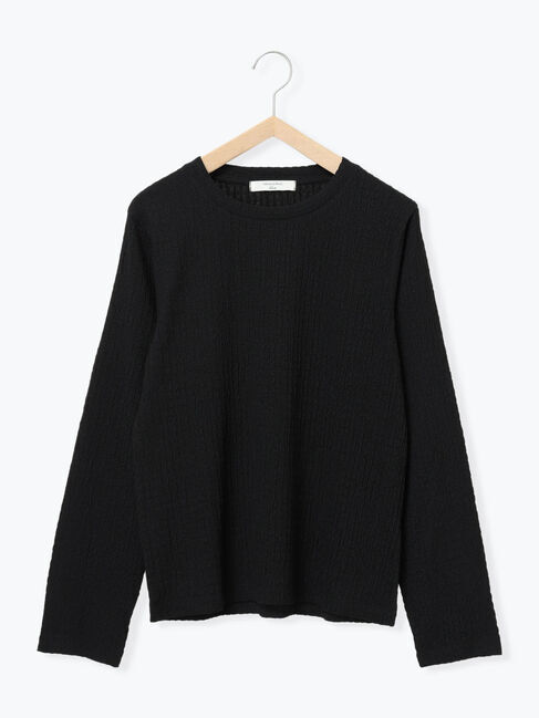 Samansa Mos2 blue「ふくれジャカードクルーネックプルオーバー」|Tシャツ・カットソー|