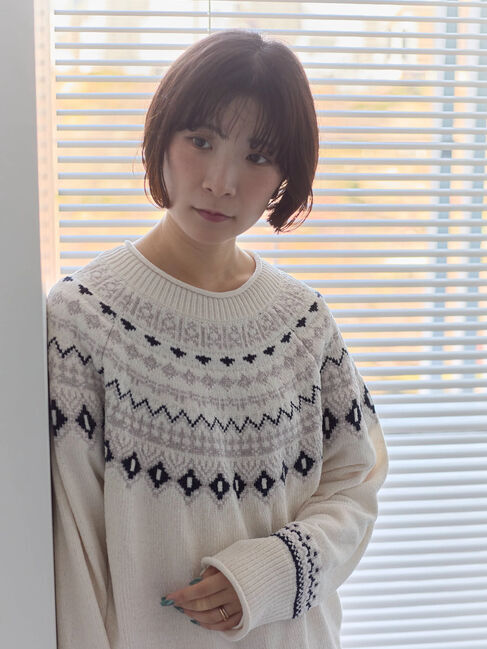 Samansa Mos2 blue「求心ラメモールニットプルオーバー」|ニット・セーター|オフホワイト