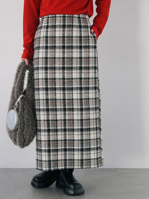 Samansa Mos2 blue「チェック柄スカート」|スカート|ブラック