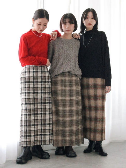 Samansa Mos2 blue「チェック柄スカート」|スカート|