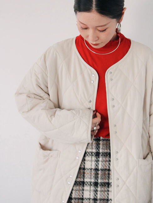 Samansa Mos2 blue「キルトミドルコート」|その他|ライトベージュ