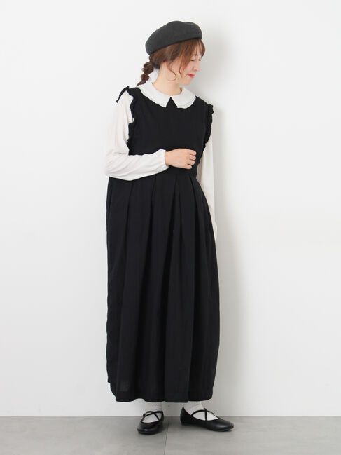 Samansa Mos2「【Cross&times;Linen】肩フリル前後2WAYジャンパースカート」|ワンピース|