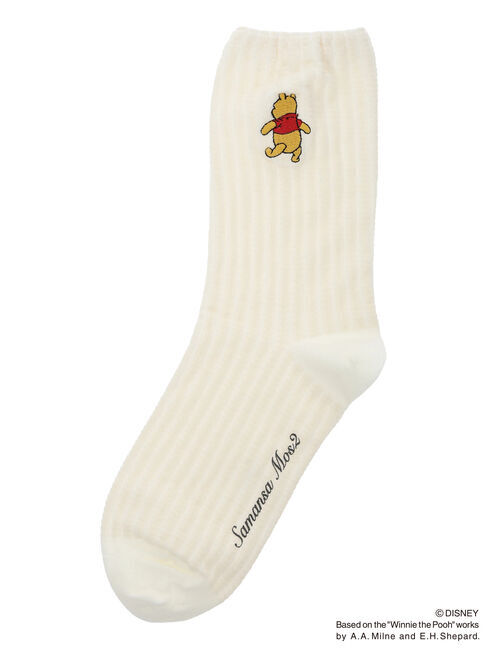 Samansa Mos2「【Disney】くまのプーさん/ワンポイント刺繍ソックス」|ソックス|