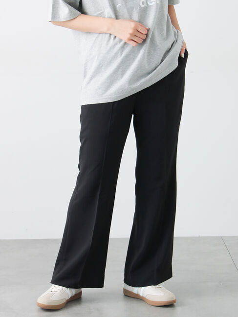 Samansa Mos2「セミフレアパンツ」|その他|ブラック