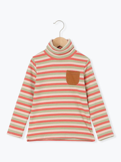 Samansa Mos2 Lagom「テレコボーダータートルネックカットソー」|Tシャツ・カットソー|レッド