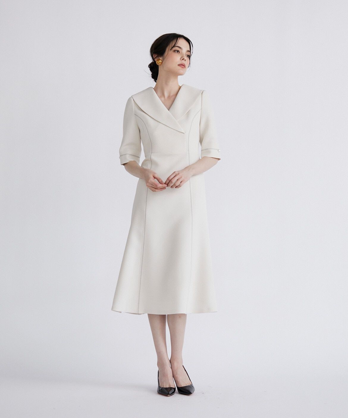 Maglie le cassetto「《M Maglie le cassetto》ショールカラーワンピース」|ワンピース|