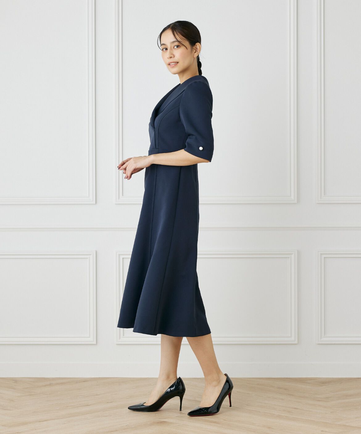 Maglie le cassetto「《M Maglie le cassetto》ショールカラーワンピース」|ワンピース|