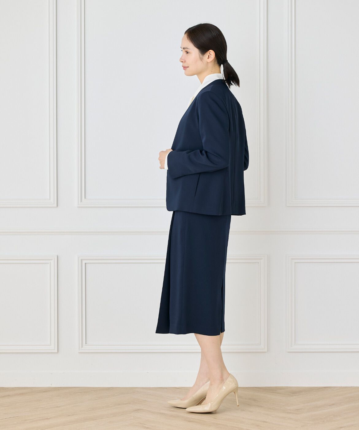 INED「カラーレスジャケット」|ノーカラージャケット|