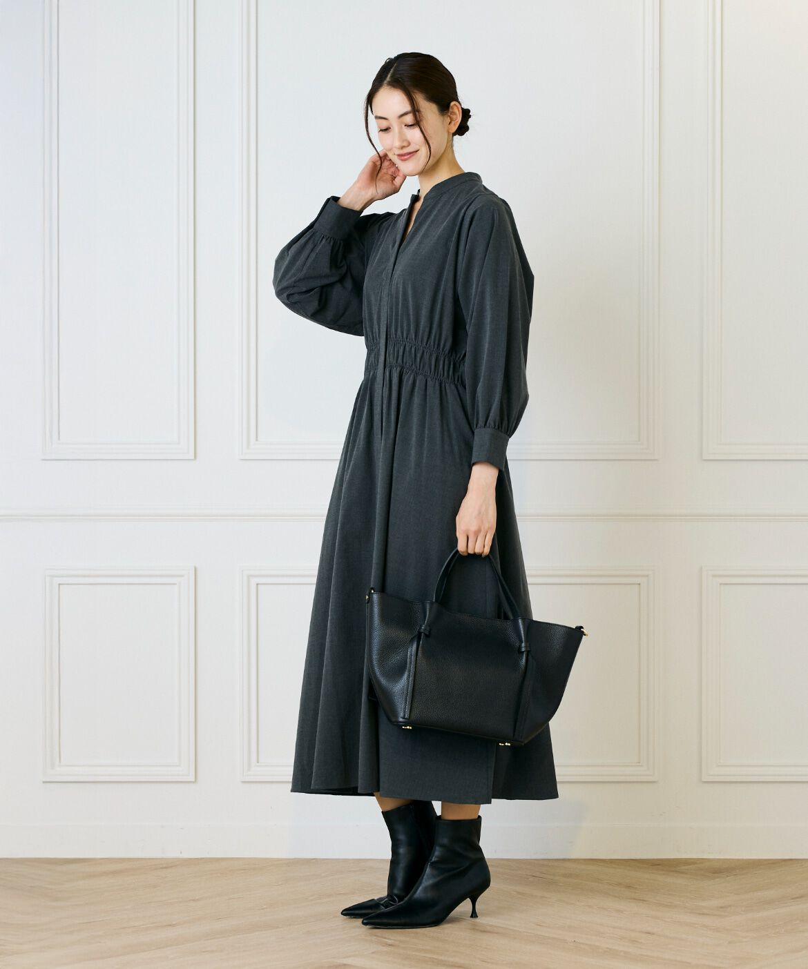 INED「バンドカラーワンピース」|ワンピース|