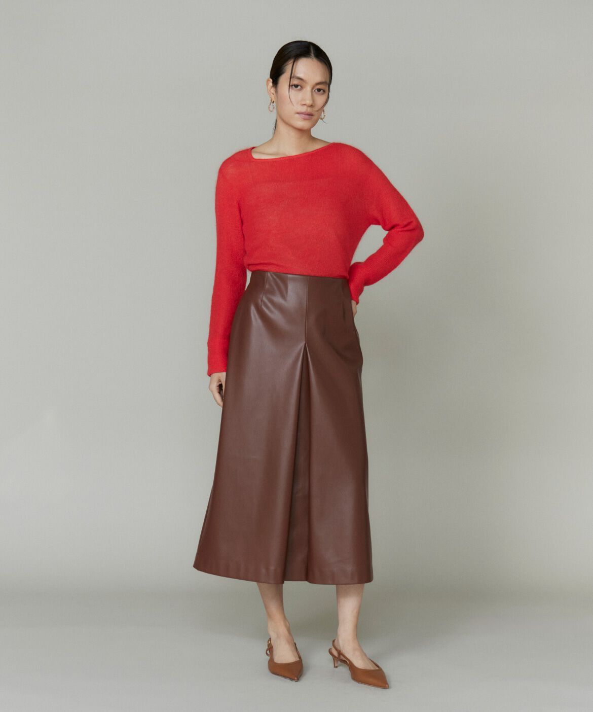 la veille by SUPERIOR CLOSET「《大きいサイズ》フェイクレザースカート」|台形|