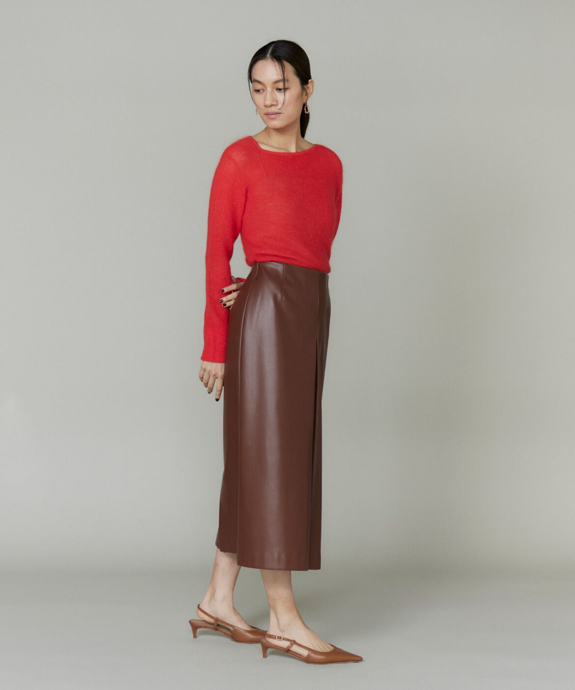 la veille by SUPERIOR CLOSET「《大きいサイズ》フェイクレザースカート」|台形|