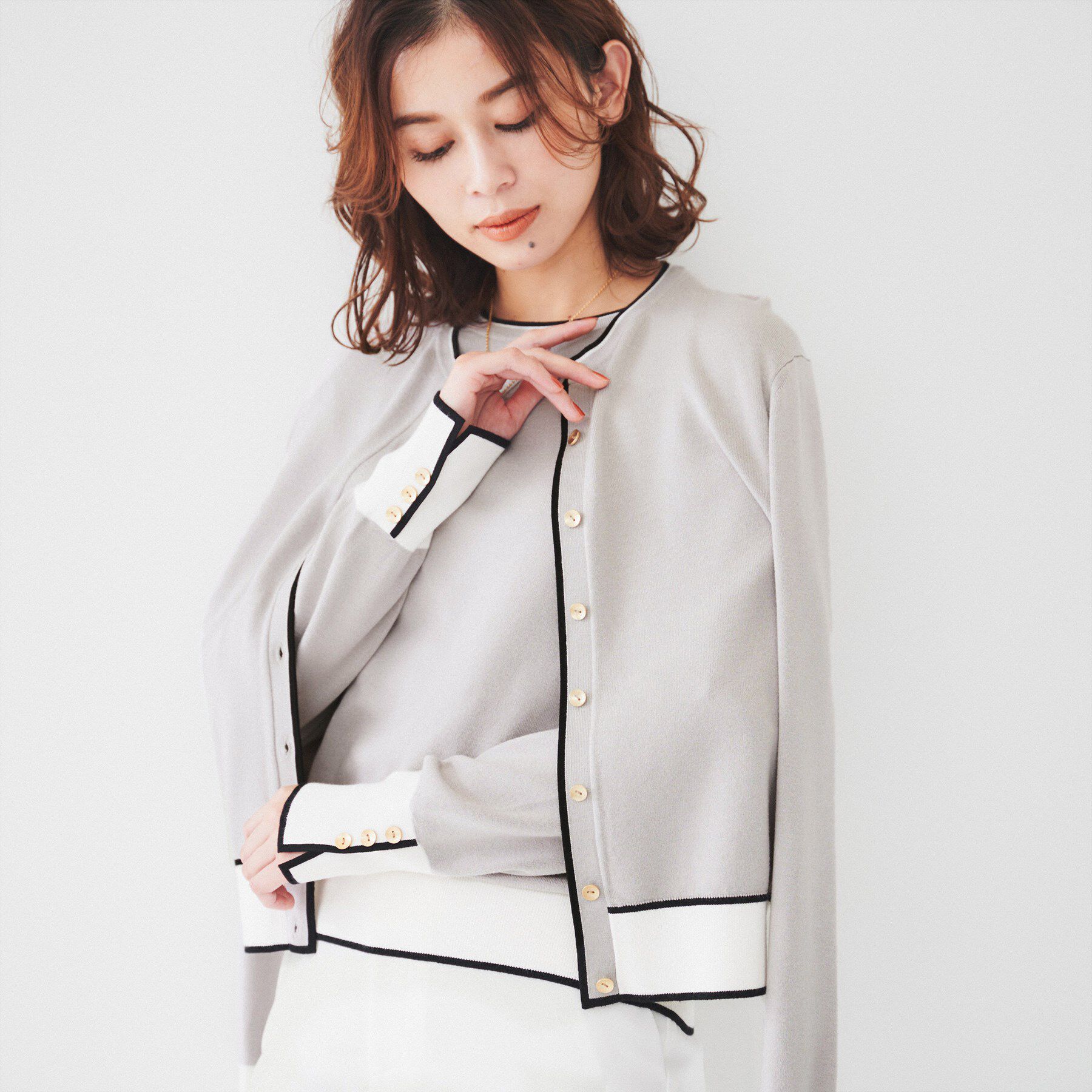 UNTITLED「【アンサンブル可能/6色展開】スパンレーヨン カーディガンニット」|カーディガン|