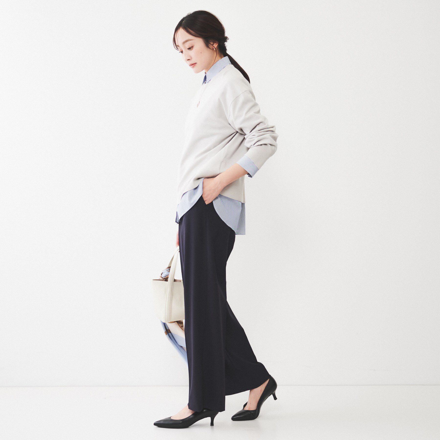 UNTITLED「【後ろウエストゴム/きれいめ】ストレッチ ワイドパンツ」|その他|