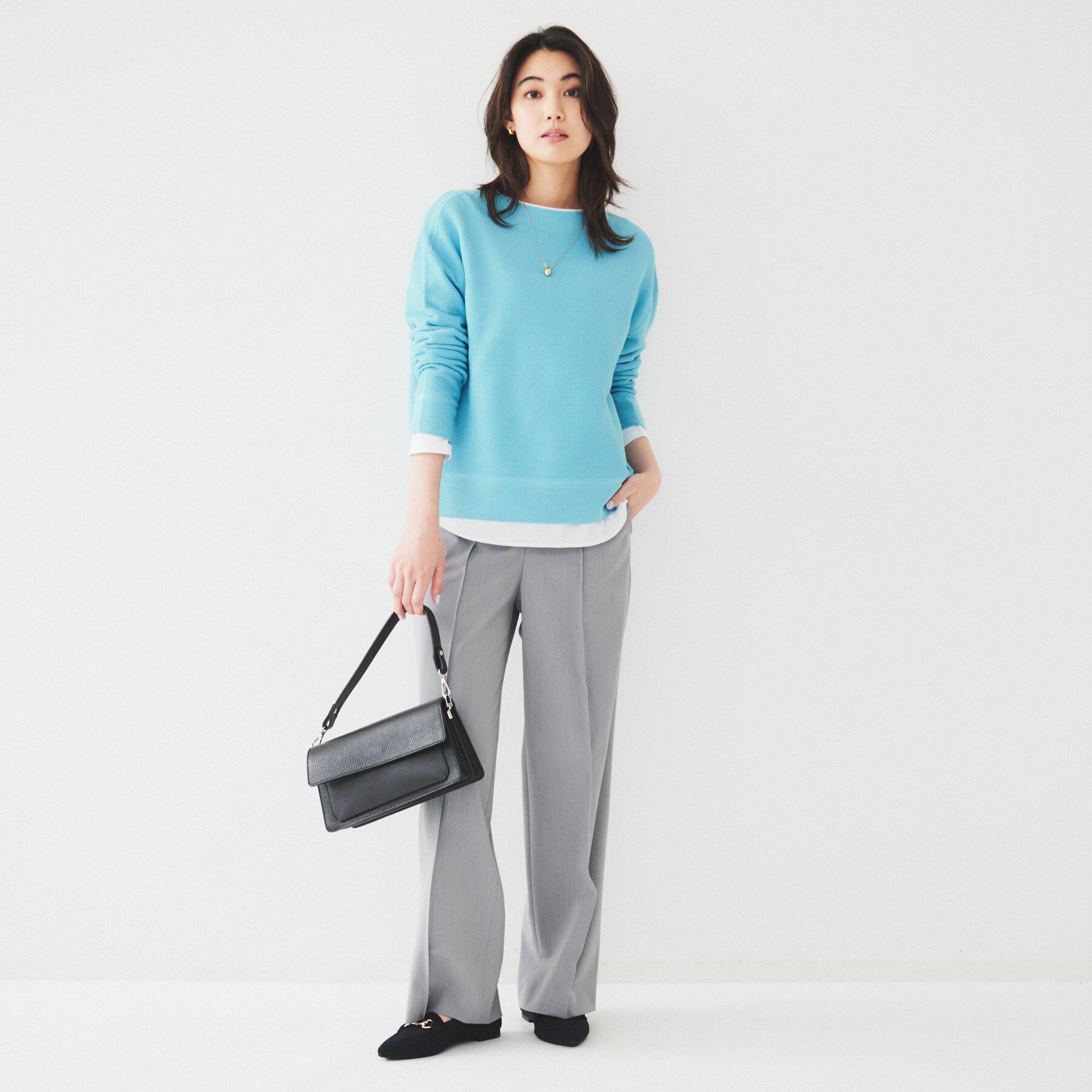 UNTITLED「【体型カバー/春素材】コットン混 ガーターニット」|ニット・セーター|