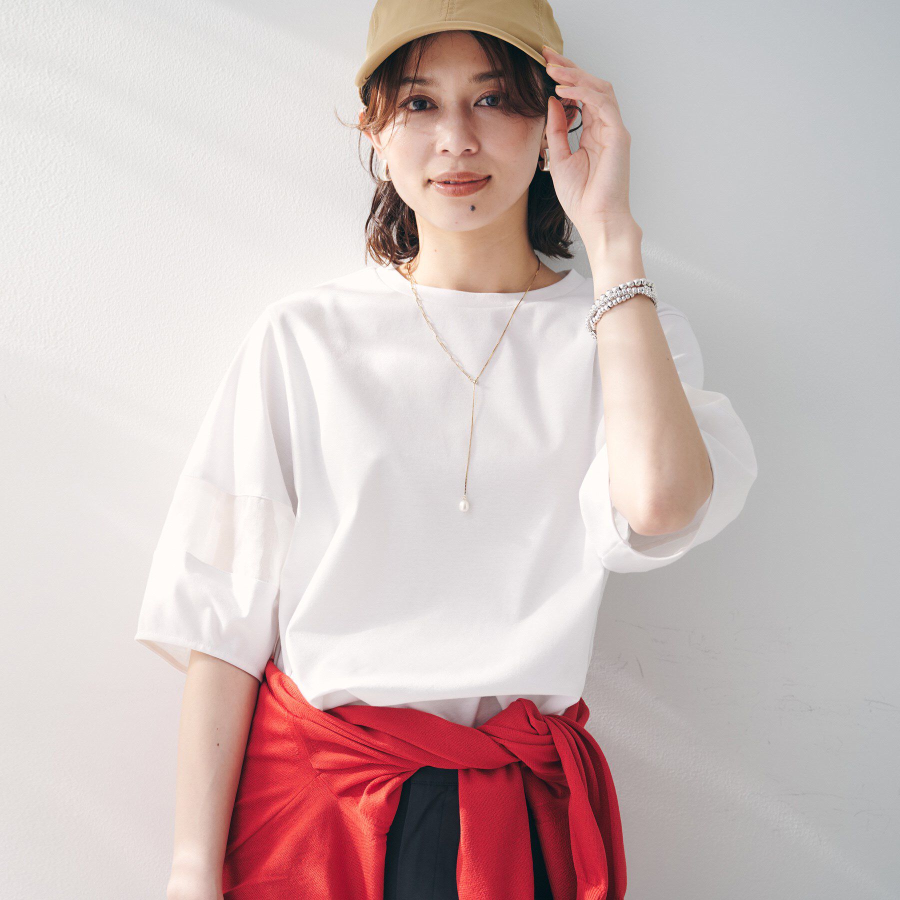 UNTITLED「【二の腕カバー/接触冷感】袖オーガンジープルオーバー」|Tシャツ・カットソー|