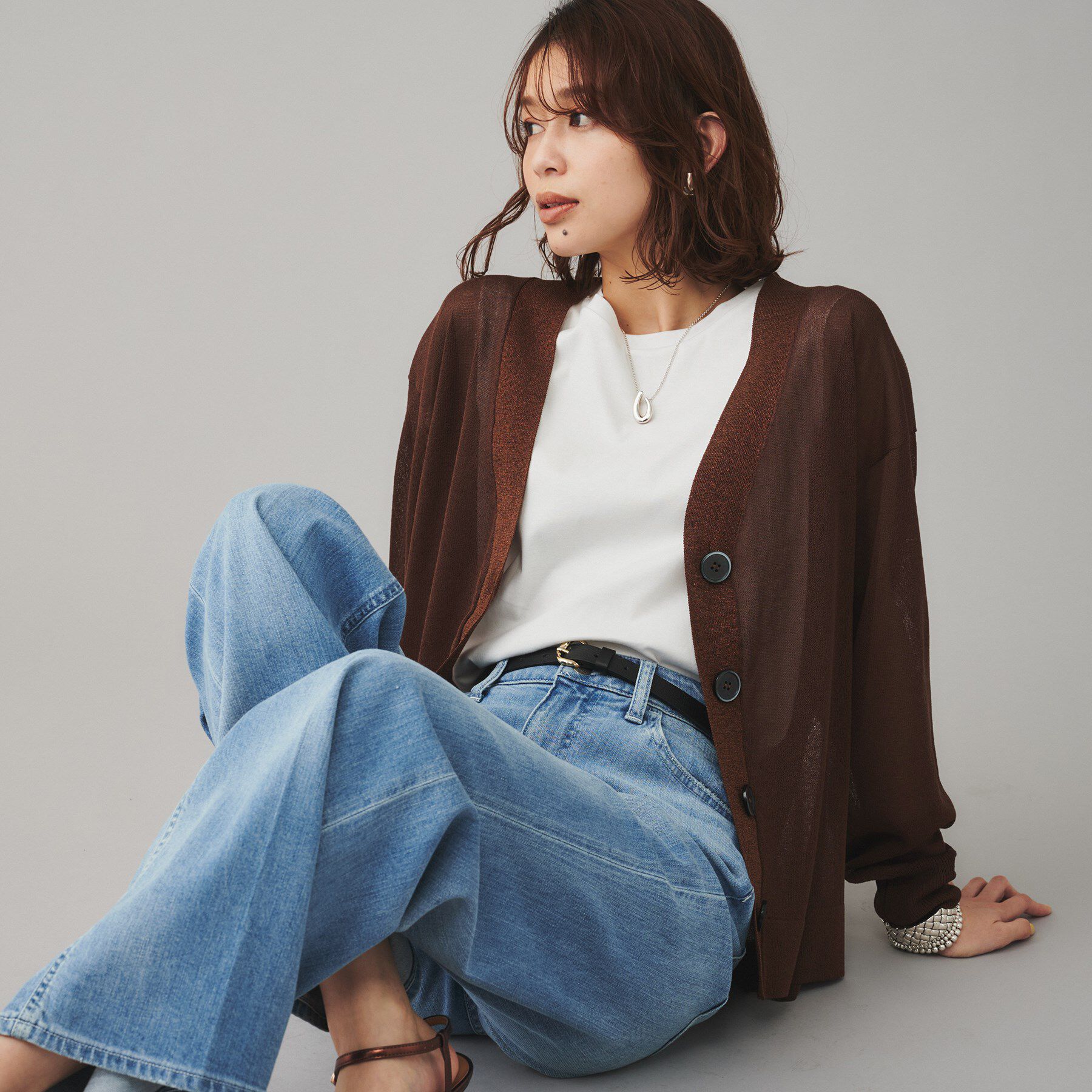 UNTITLED「【TORRAZZO DONNA】シースルーラメカーディガン」|カーディガン|