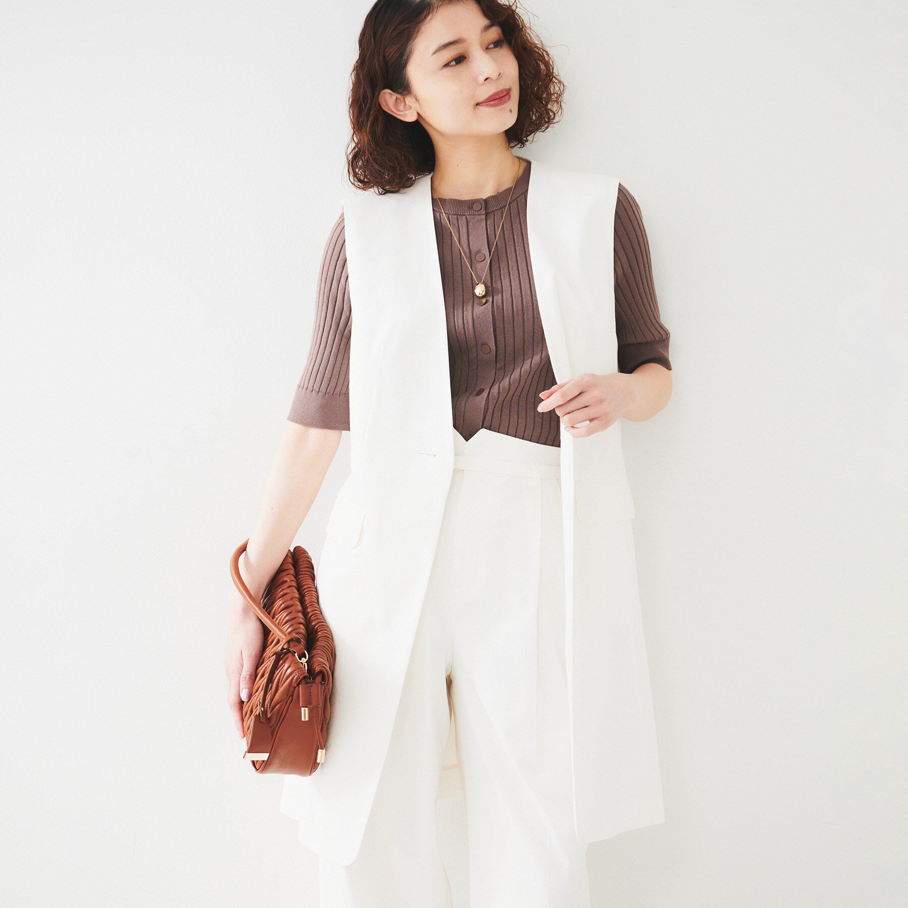 UNTITLED「【セットアップ可能／オンオフ】ラミー混カラーレスジレ」|ベスト・ジレ|オフホワイト(003