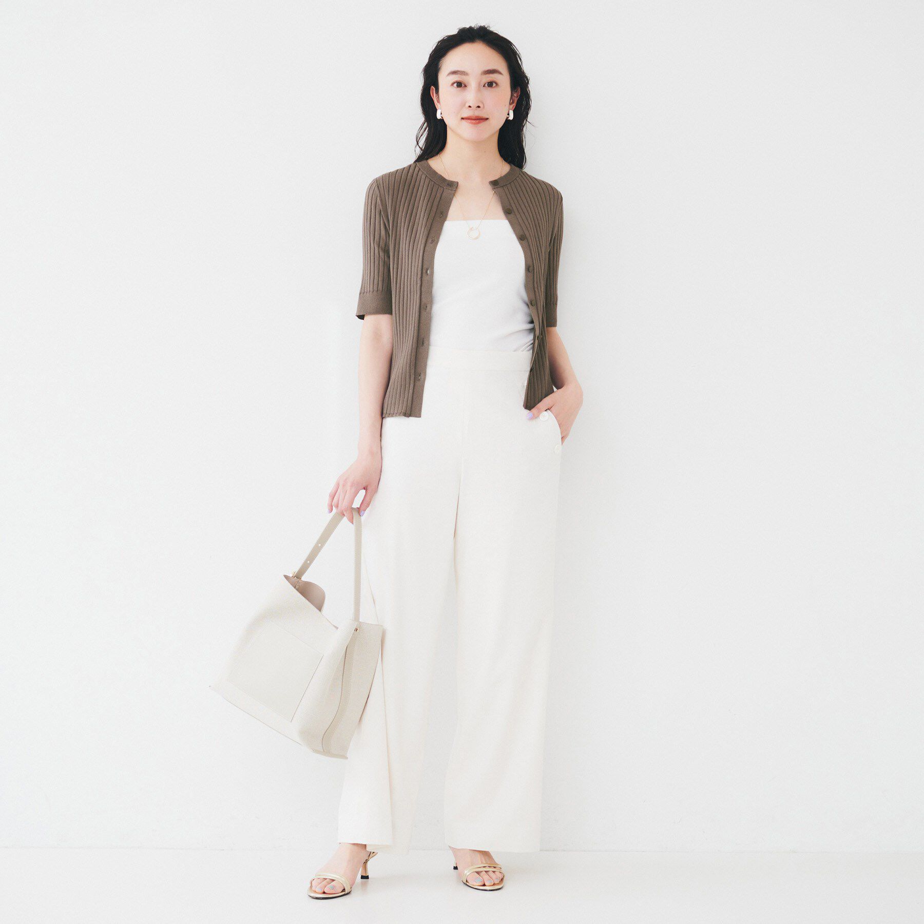 UNTITLED「【五分袖/タイト】コットンリネン2WAYニット」|ニット・セーター|