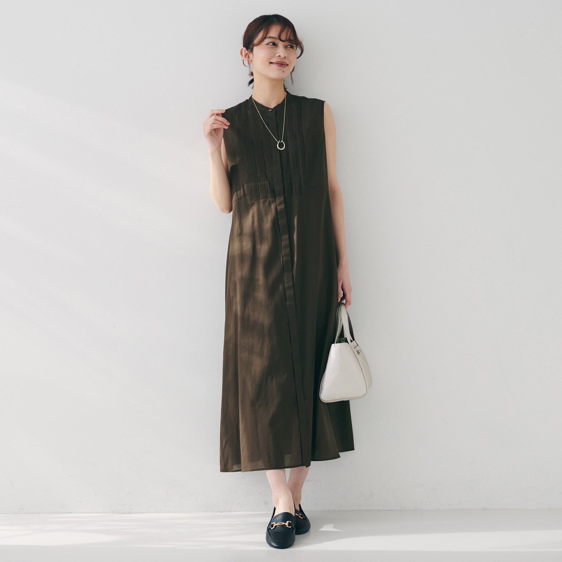 UNTITLED「【シアー/前開き/夏ワンピ】コットンピンタックワンピース」|ワンピース|