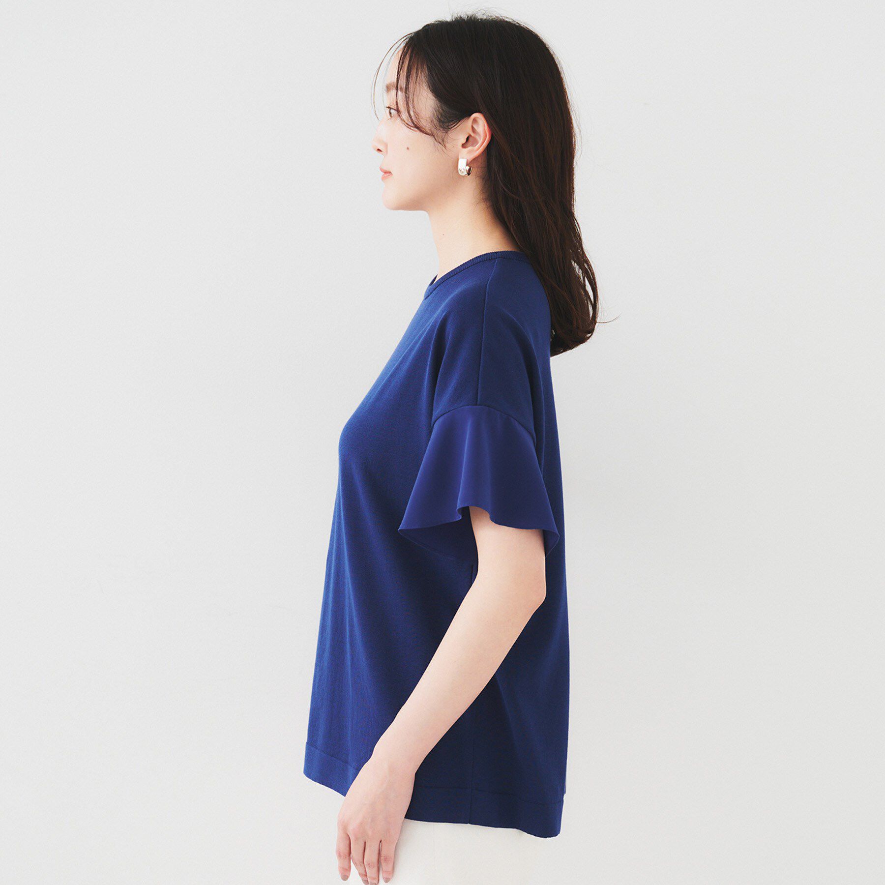 UNTITLED「【洗える/体型カバー】袖異素材プルオーバーニット」|ニット・セーター|