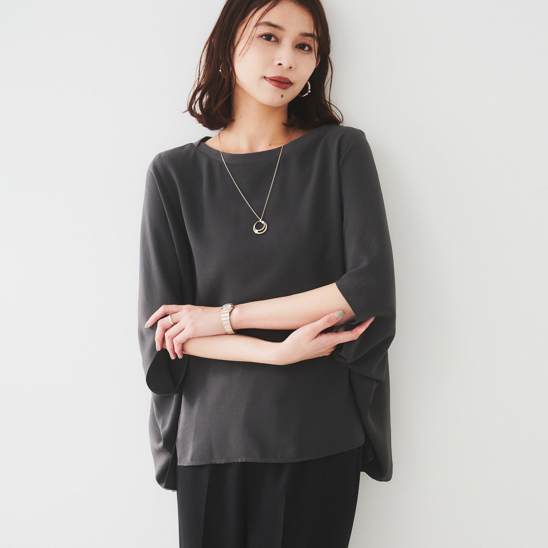 UNTITLED「【UVカット/接触冷感/吸水速乾/ストレッチ性】ドルマンプルオーバー」|Tシャツ・カットソー|