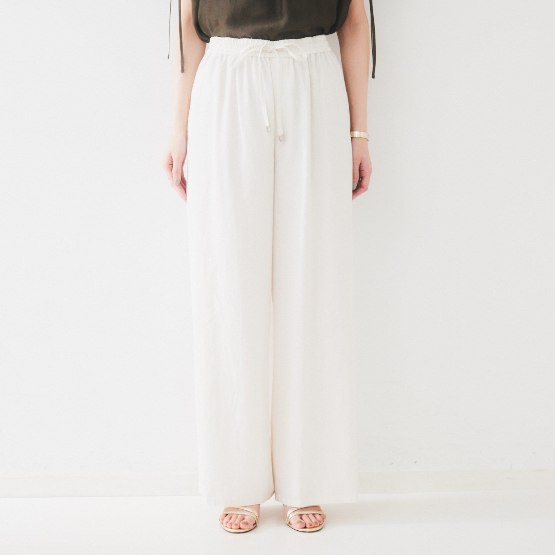 UNTITLED「【ウエストゴム/洗える/オンオフ】ドロストワイドパンツ」|その他|