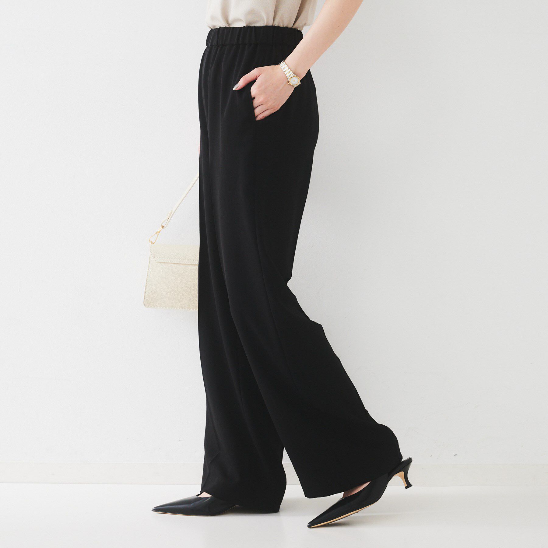 UNTITLED「【接触冷感/UVカット/ウエストゴム】センタープレスツイルパンツ」|その他|