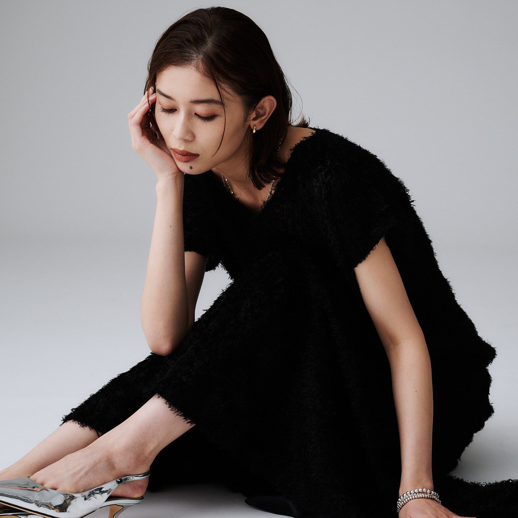 UNTITLED「【セットアップ可/洗える】フェザーフレンチスリーブブラウス」|シャツ・ブラウス|