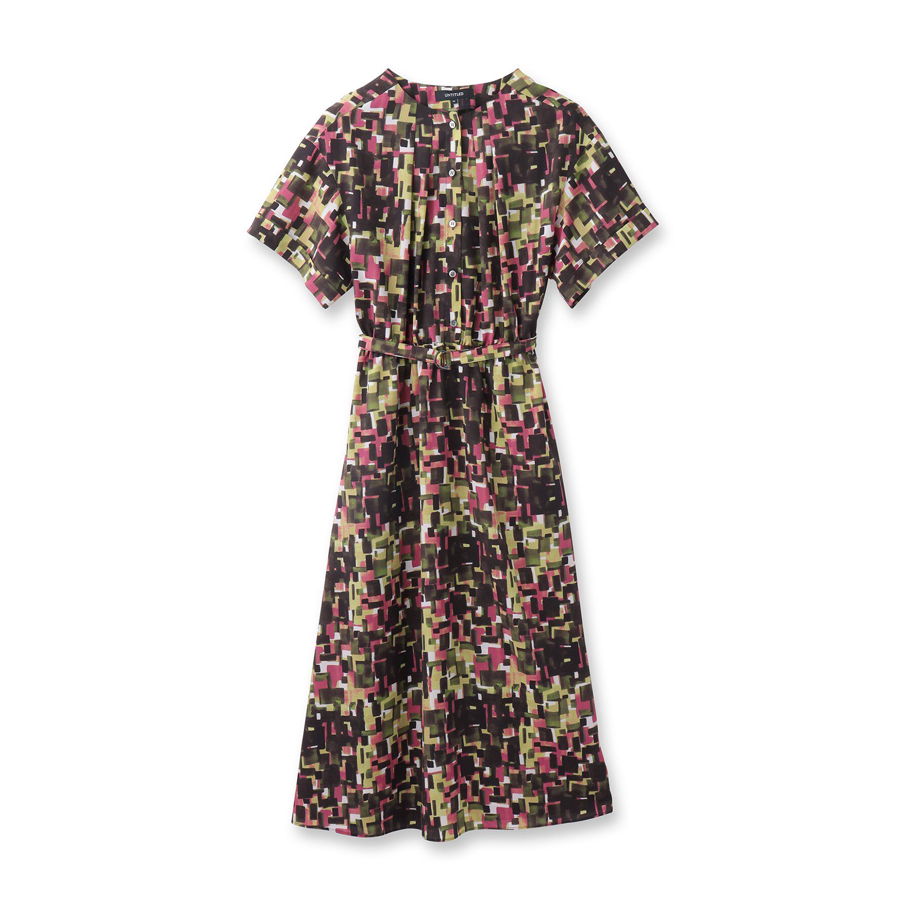 UNTITLED「【洗える/前開きボタン/ベルト付】ブロック柄ワンピース」|ワンピース|