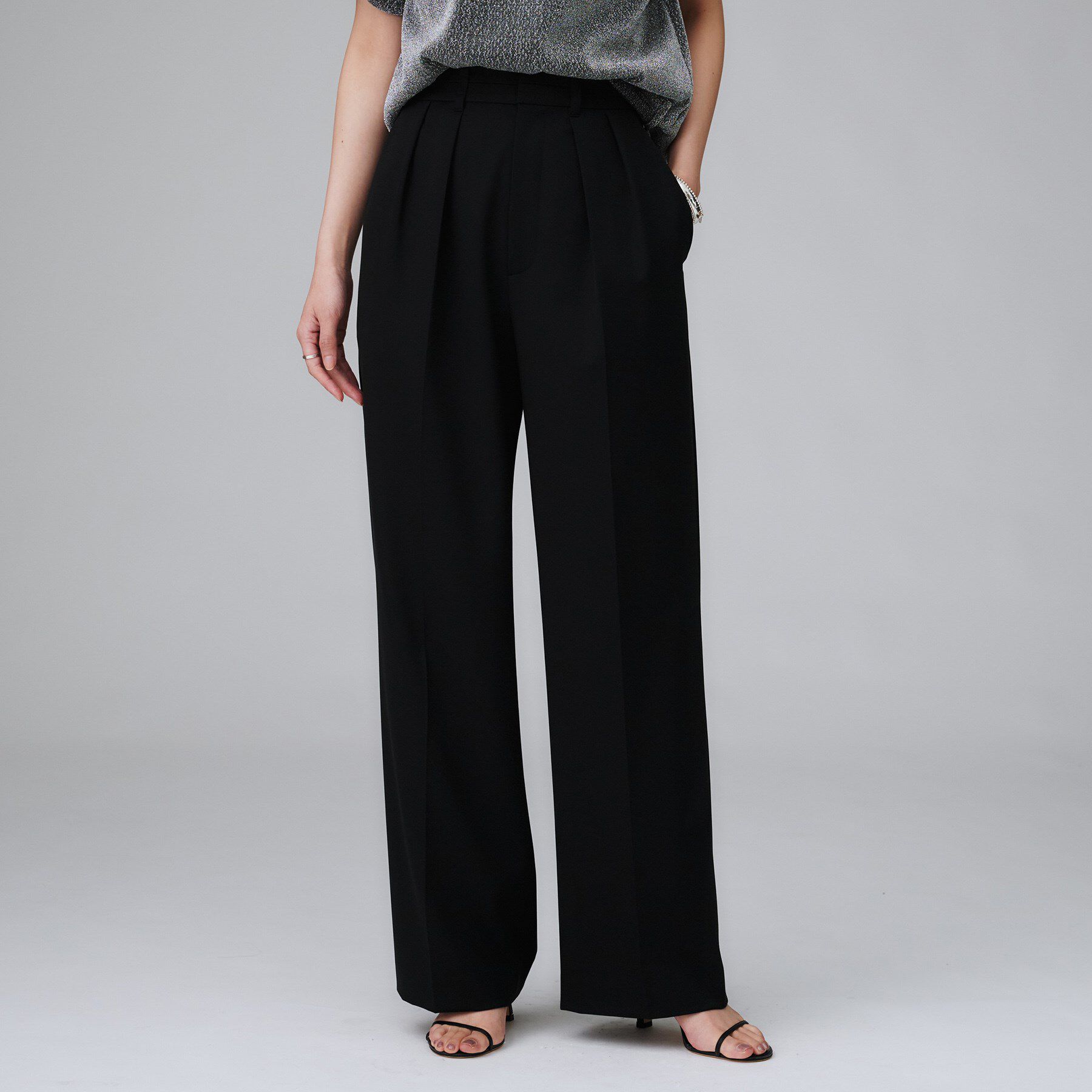 UNTITLED「【洗える/はっ水/後ろウエストゴム】ストレッチ2タックワイドパンツ」|その他|