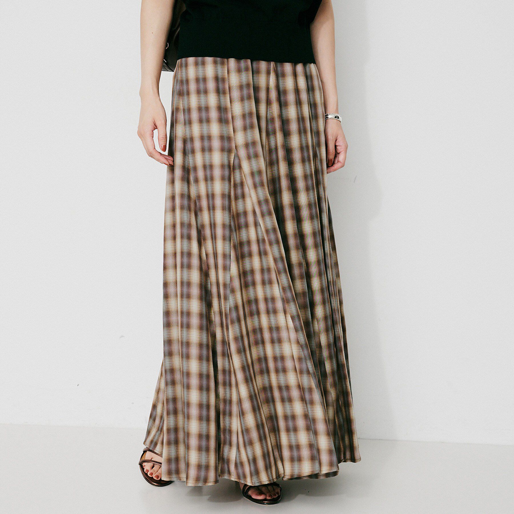 UNTITLED「【Munich】チェックフレアマキシスカート」|スカート|