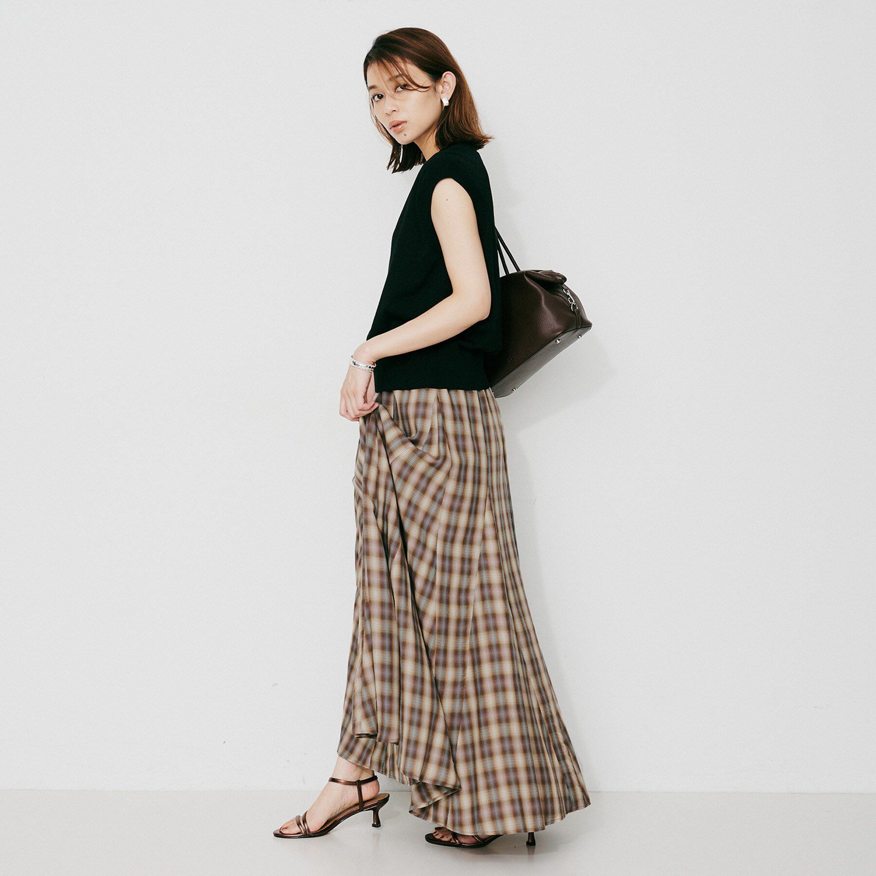 UNTITLED「【Munich】チェックフレアマキシスカート」|スカート|