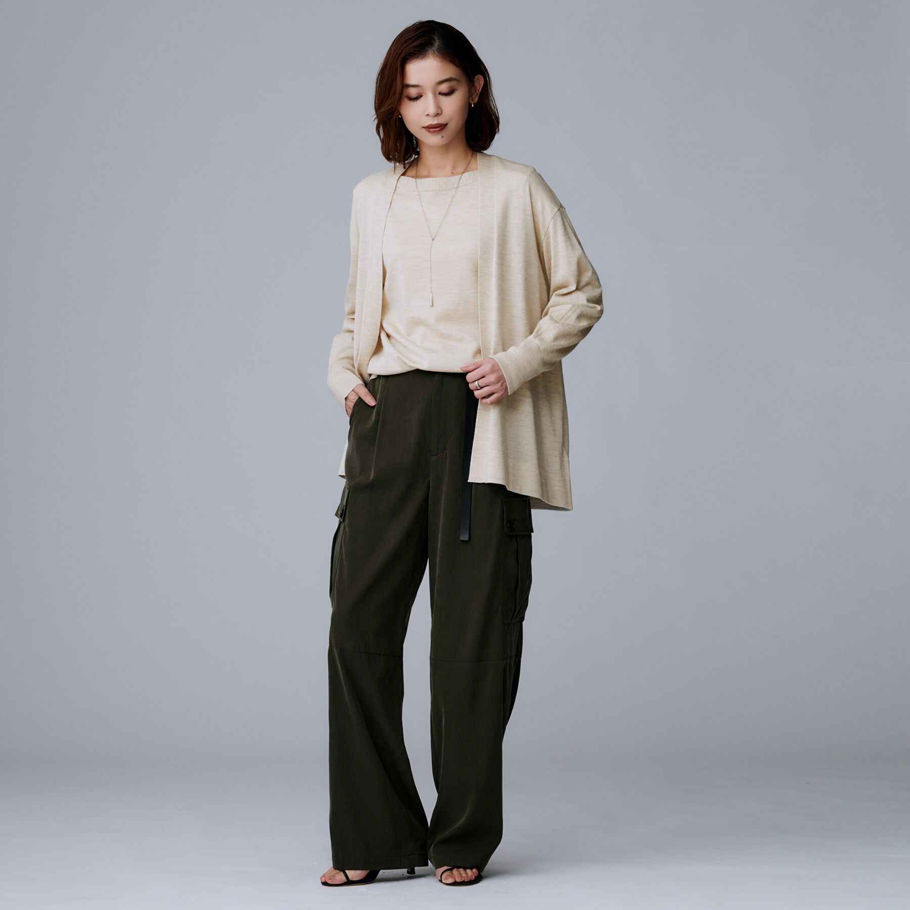 UNTITLED「【アンサンブル可/洗える】シルクウールカシミヤ ドルマンスリーブニット」|ニット・セーター|