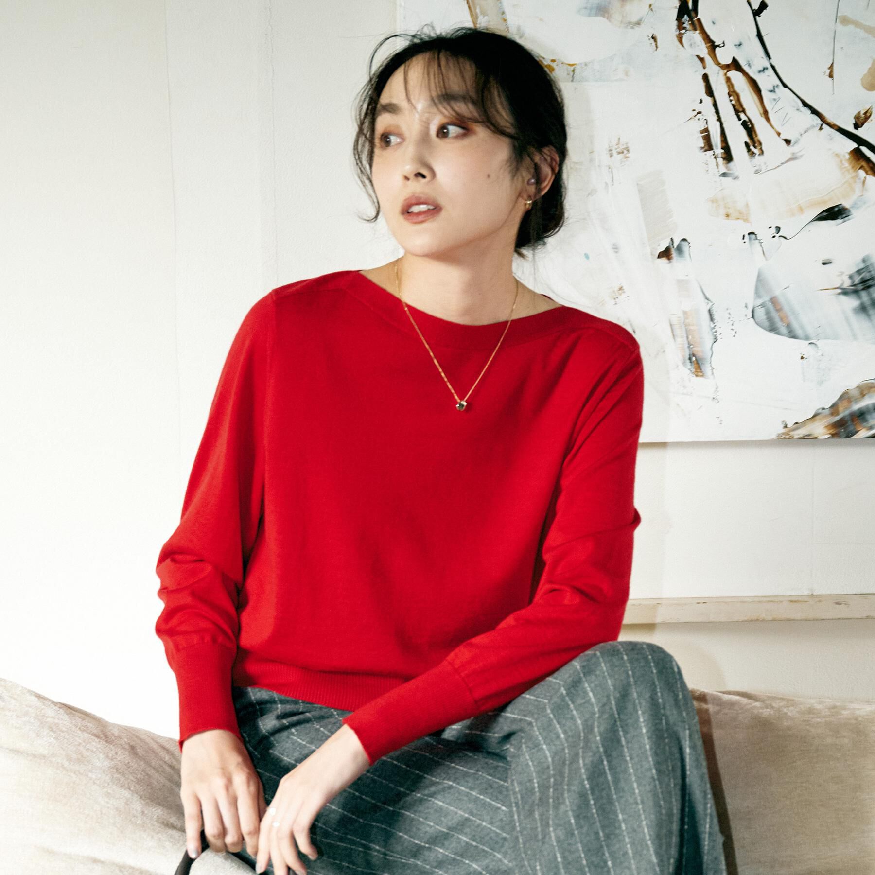 UNTITLED「【アンサンブル可/洗える】シルクウールカシミヤ ドルマンスリーブニット」|ニット・セーター|