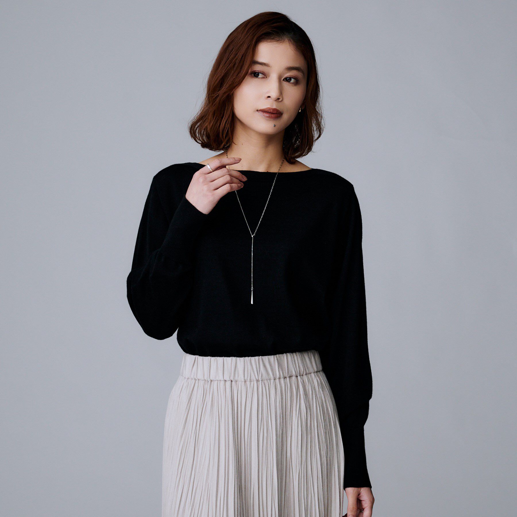 UNTITLED「【アンサンブル可/洗える】シルクウールカシミヤ ドルマンスリーブニット」|ニット・セーター|