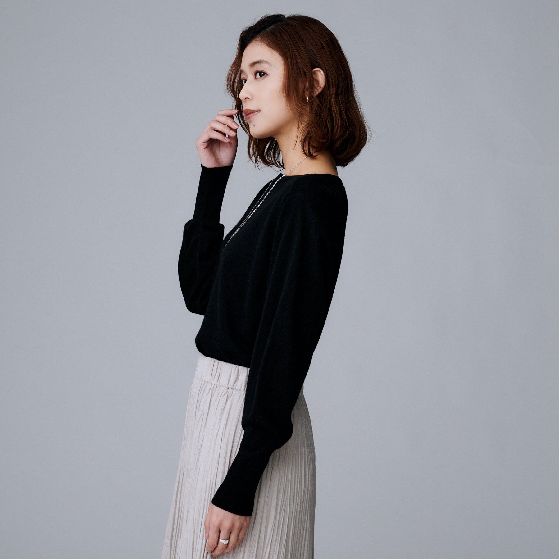 UNTITLED「【アンサンブル可/洗える】シルクウールカシミヤ ドルマンスリーブニット」|ニット・セーター|