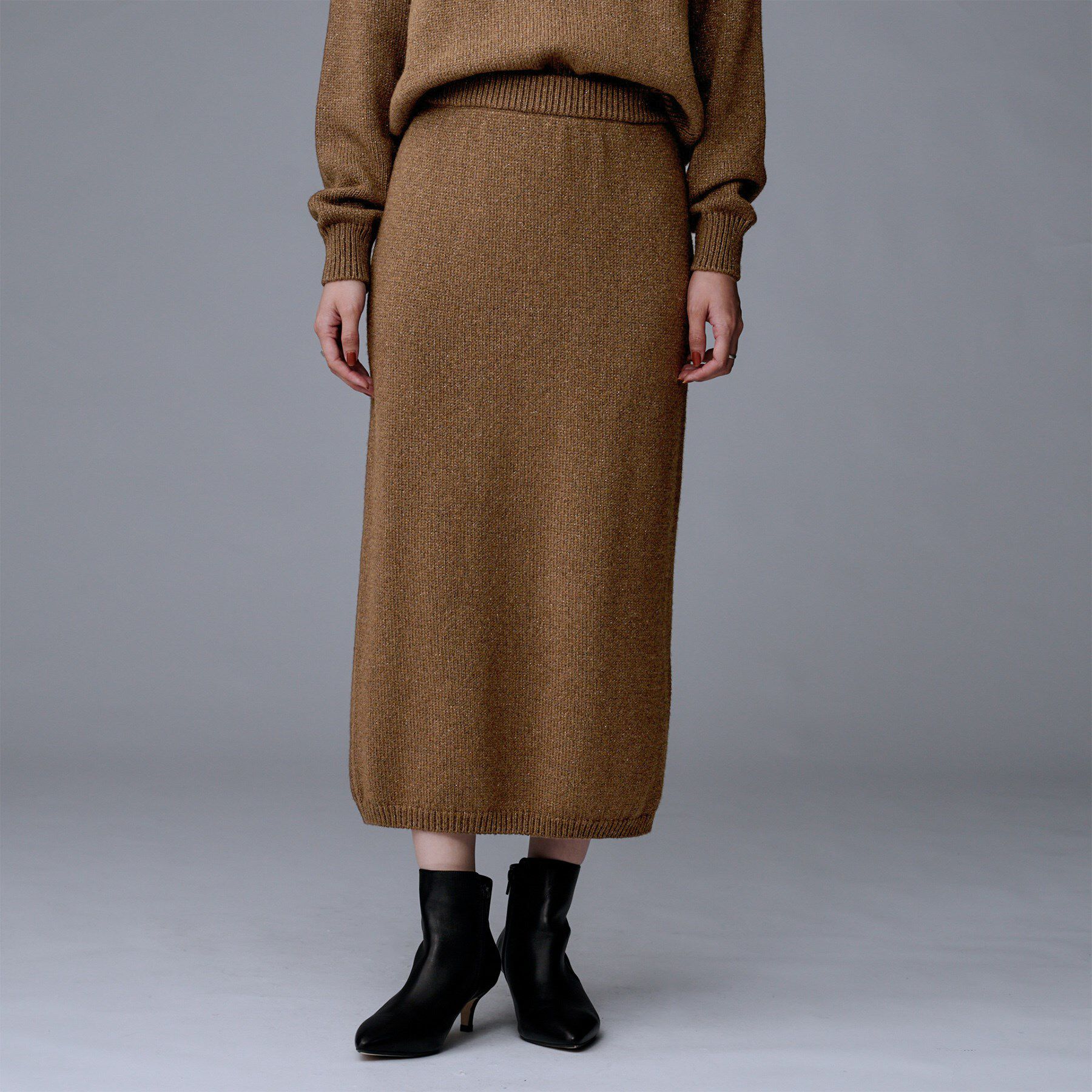 UNTITLED「【セットアップ可/ウエストゴム】ラメニットナロースカート」|スカート|